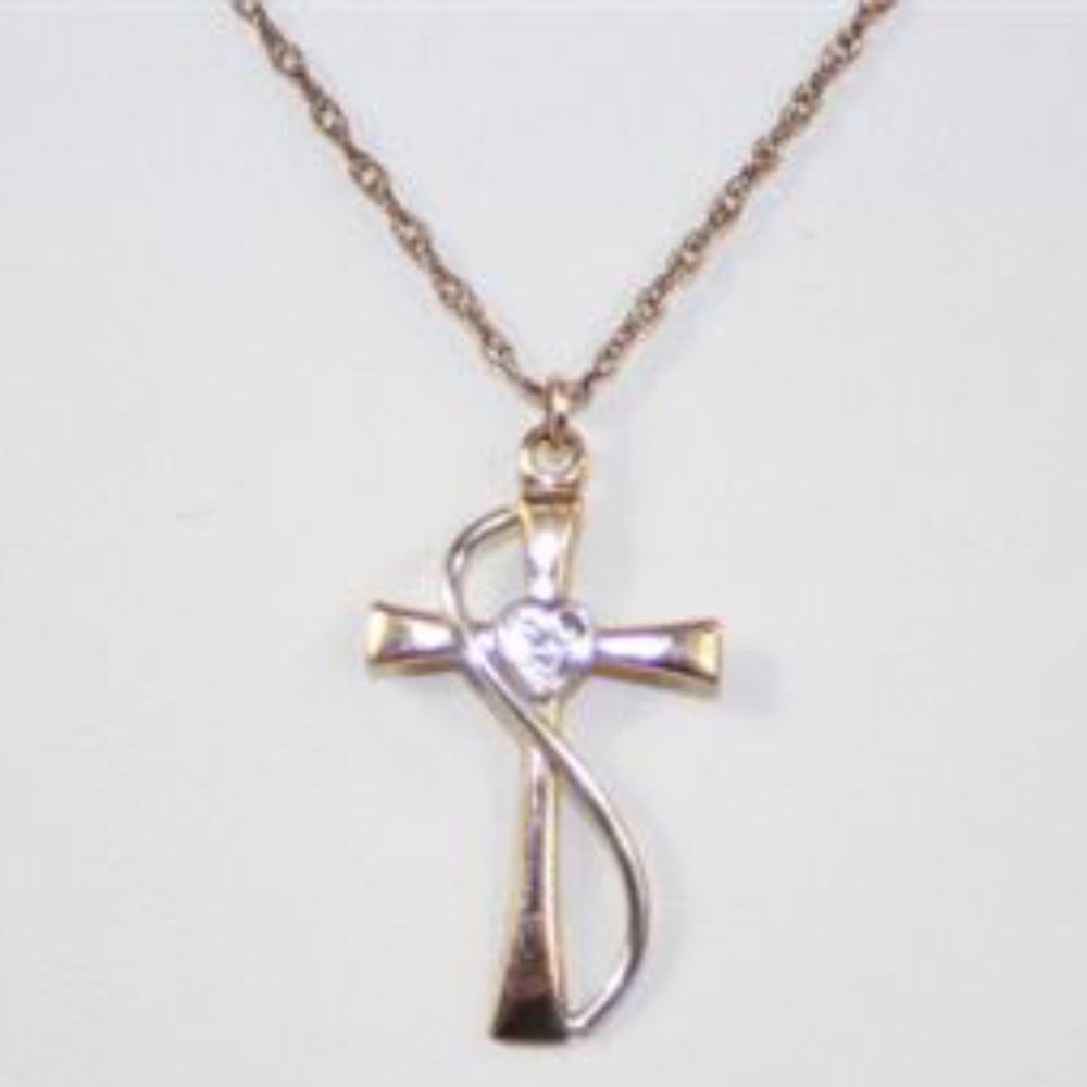 1.5 g 14k Gold Filled W/Diamond Cross Necklace